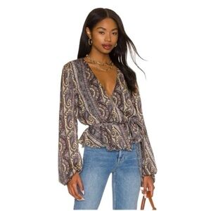House of Harlow 1960 Paisley Blouse in Black and Cream